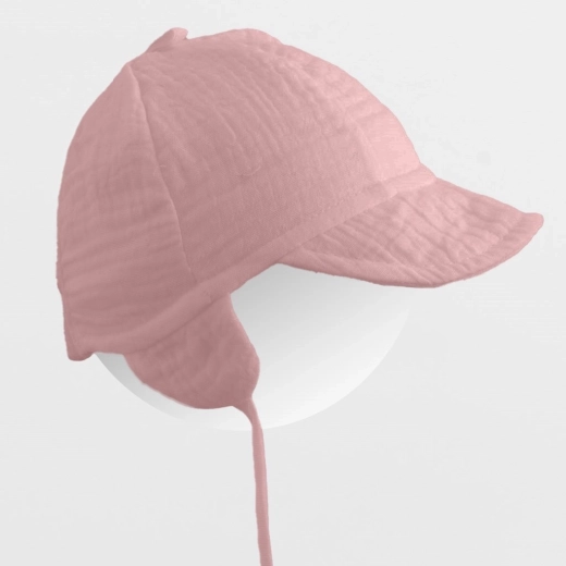 Gorrito infantil de verano de muselina con visera New Baby rosa (talla 68/74)