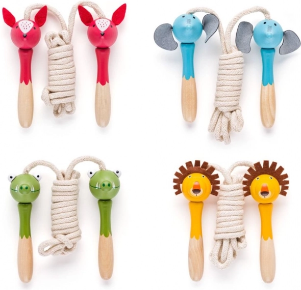 Cuerdas para saltar para niños con asas de madera con forma de animales