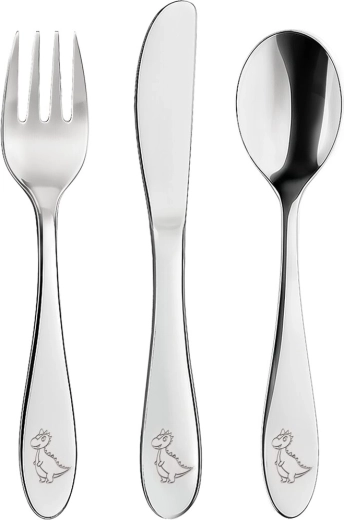 Cubiertos infantiles de acero inoxidable Dino – set de 3 piezas