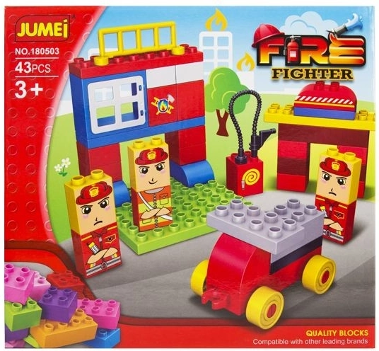 Set de construcción Jumei 3+ estación de bomberos – 43 piezas, 28 × 26 cm - 1 unidad