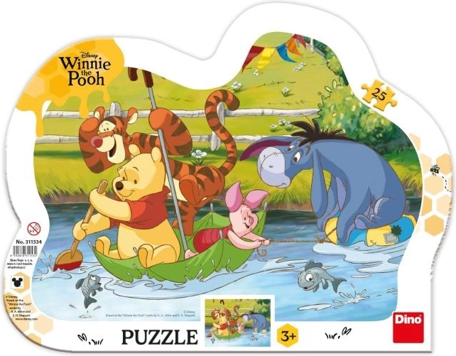 Winnie the Pooh en un paseo en barco – puzzle infantil de 25 piezas con marco con forma