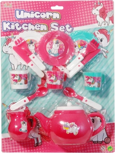 Juego infantil de vajilla de plástico con unicornio - 1 pieza