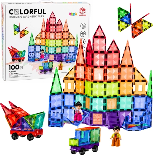 Bloques de construcción magnéticos 3D – paneles de colores STEM 100 piezas