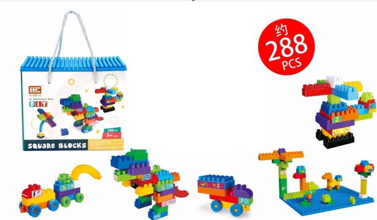 Bloques de construcción de colores (288 piezas)