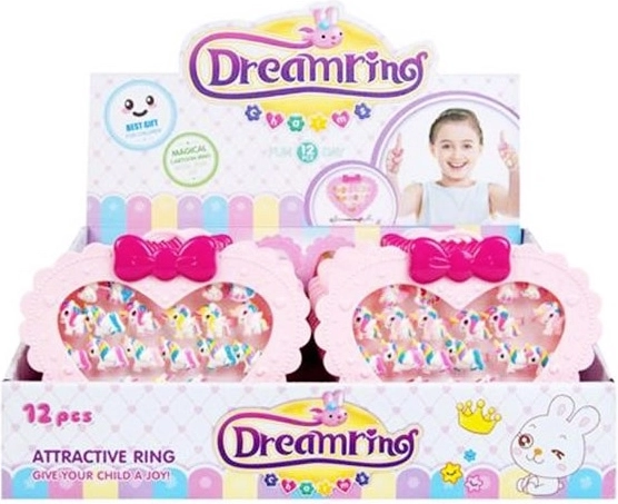 Set infantil de anillos en joyero con forma de corazón (20 uds)