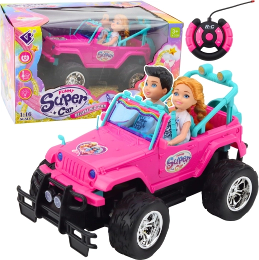 Coche todoterreno RC rosa con muñecas 1:16