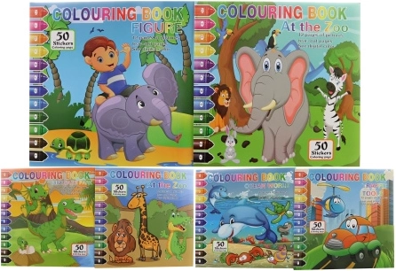 Libro para colorear con pegatinas – pintar por números, 5 hojas y 2 láminas de pegatinas
