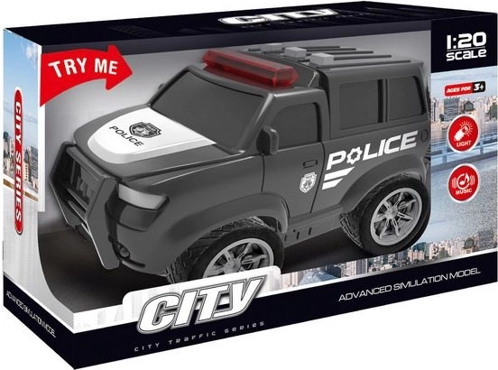 Coche de policía de inercia con efectos, negro 22,5 cm