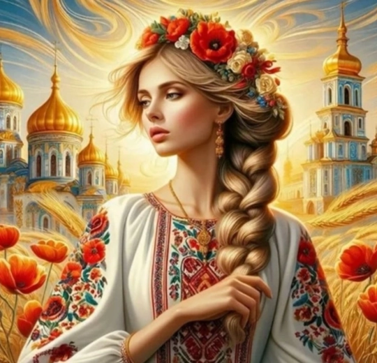 Pintura de diamantes – mujer eslava de Ucrania 30 × 40 cm