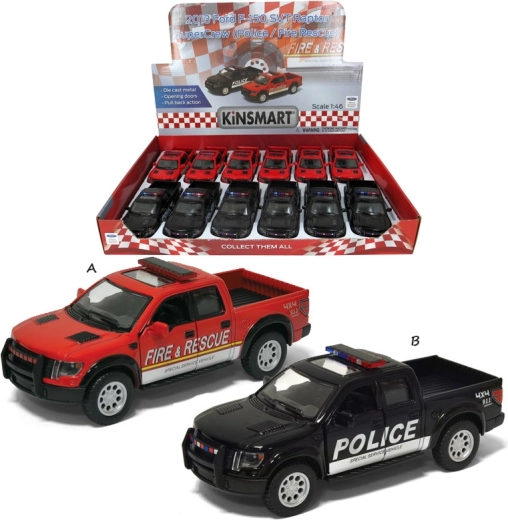 Modelo de coche metálico Ford F-150 SVT Raptor SuperCrew (2013) – rescatistas