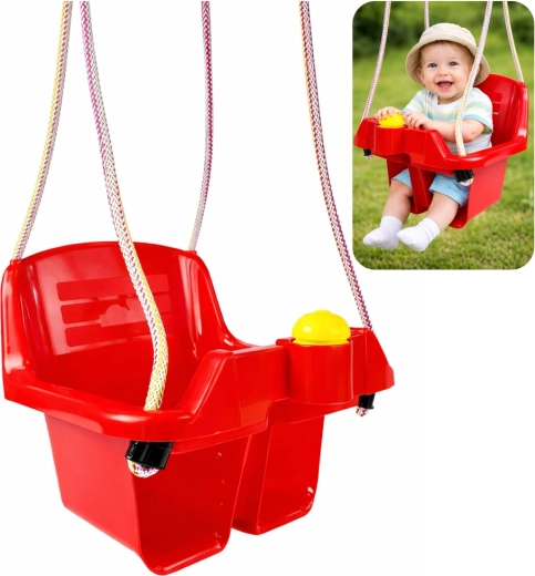 Columpio infantil colgante tipo cubo rojo