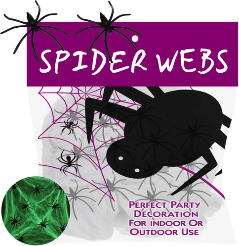 Telaraña luminosa para Halloween con 20 arañas Ruhhy