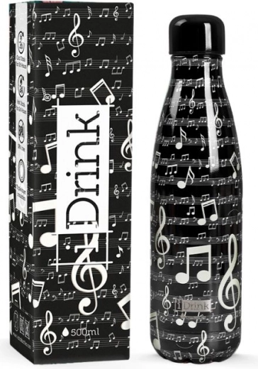 Botella termo negra Music 500 ml