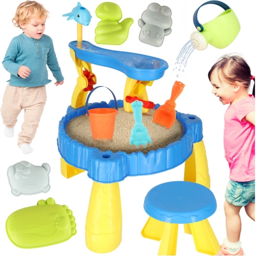 Mesa de juegos infantil con arenero y fuente 2 en 1