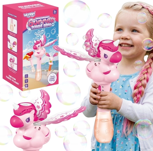 Woopie pistola de pompas de jabón unicornio rosa