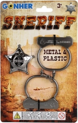 Set de vaquero con esposas metálicas y placa de sheriff Gonher