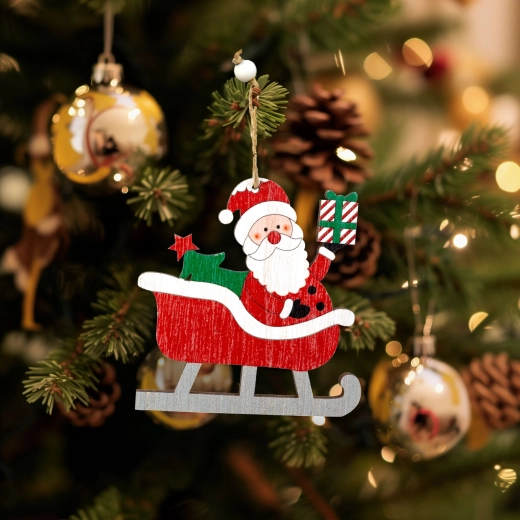 Adorno navideño colgante de madera San Nicolás 21,5 × 11,5 cm