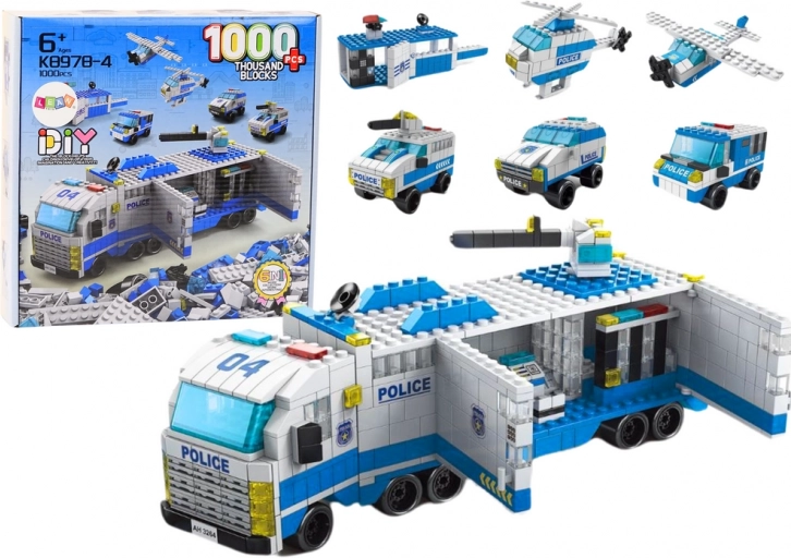 Set de construcción policial 6 en 1: camión y vehículos, 1000 piezas