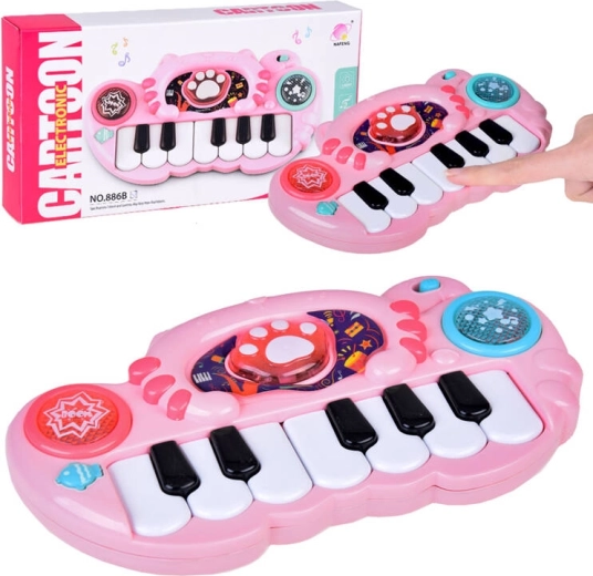 Teclado infantil interactivo con forma de gatito con luces y melodías