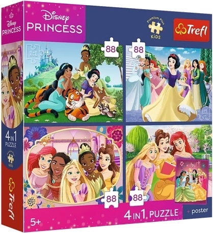 Trefl Disney Princess rompecabezas 4en1 Princesas románticas 4×88 piezas