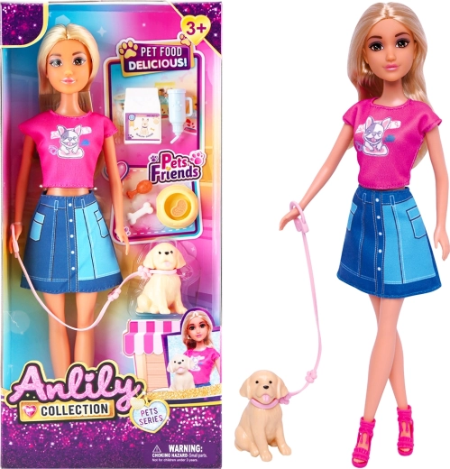 Muñeca con perrito con correa
