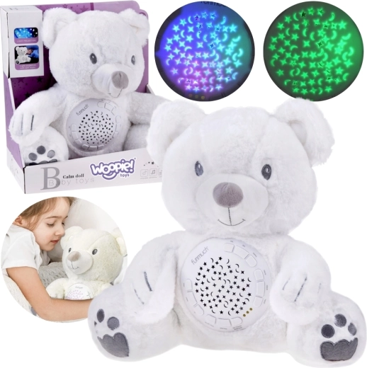 Osito de peluche Woopie con proyector y caja de música
