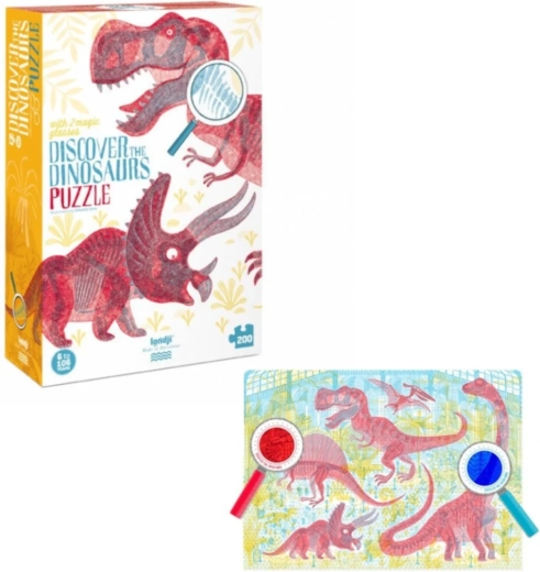 Puzzle educativo Descubre los dinosaurios de Londji, 200 piezas con lupas