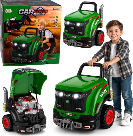Tractor para pequeños mecánicos para atornillar, con luces, sonidos y vapor