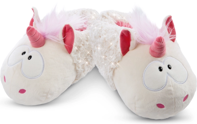 Pantuflas NICI unicornio Theodor con mono de nieve, talla 34–37