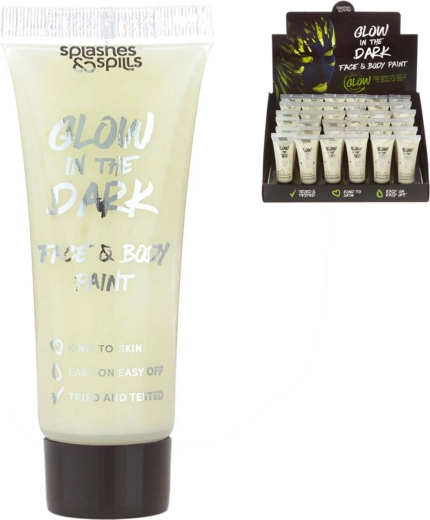 Pintura fosforescente de carnaval para cara y cuerpo que brilla en la oscuridad en tubo de 10 ml - 1 pieza