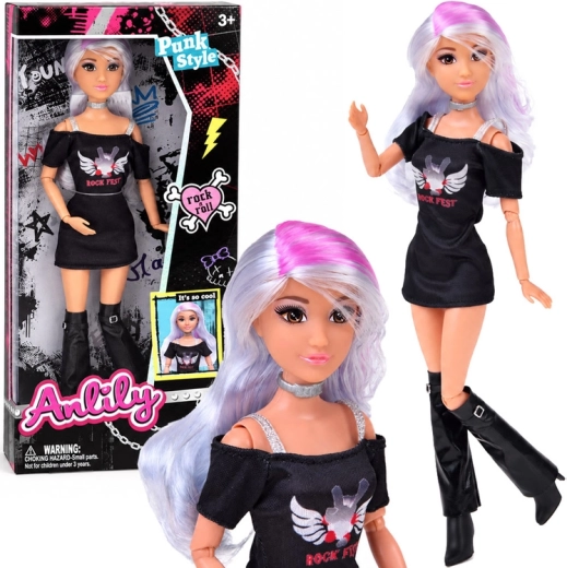 Muñeca Anlily de punk rock con cabello plateado