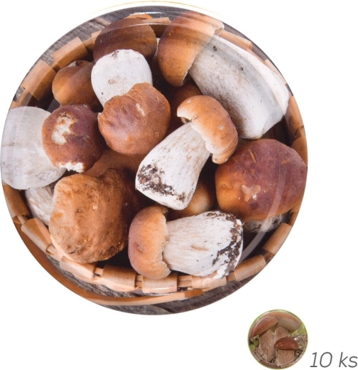 Tapa metálica para conservas Bio 82 con motivo de setas (10 uds)
