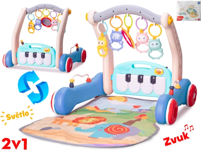 Andador y alfombra de juego 2 en 1 para bebés con piano musical