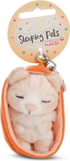 Llavero NICI gatita dormida en estuche naranja 12 cm