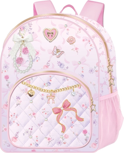 Mochila infantil Deluxe de flores y mariposa en color lila