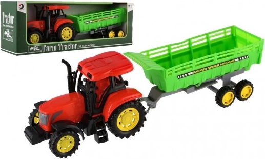 Tractor infantil de plástico con remolque, 35 cm