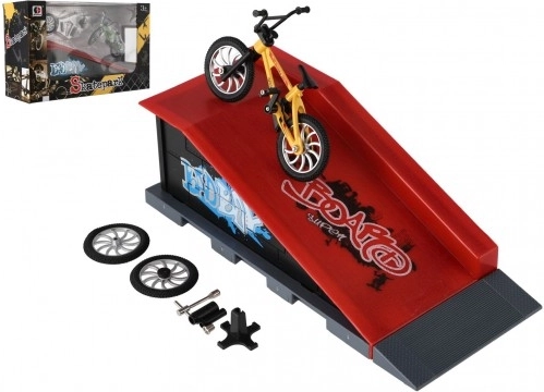 Bicicleta BMX de dedo con accesorios atornillables y rampa