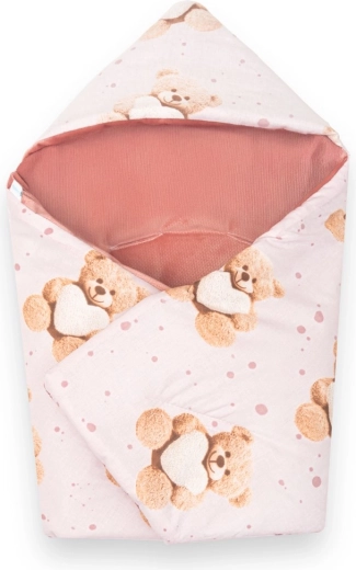Saco envolvente acolchado para silla de coche NEW BABY Love Teddy Bear, rosa