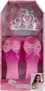 Set de zapatillas con lazo y corona rosa