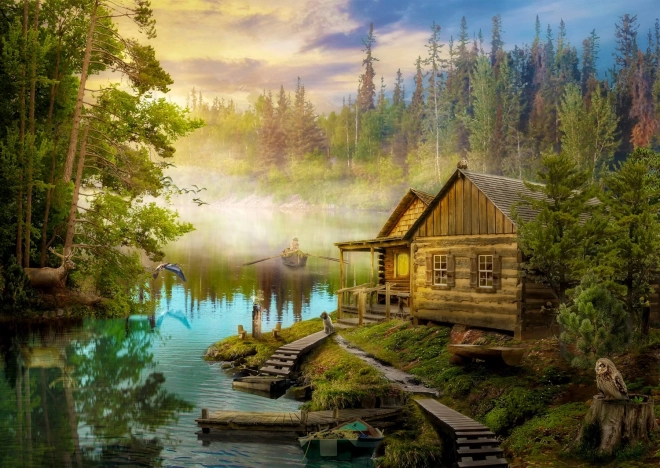 Puzzle Enjoy cabaña junto al río – 1000 piezas