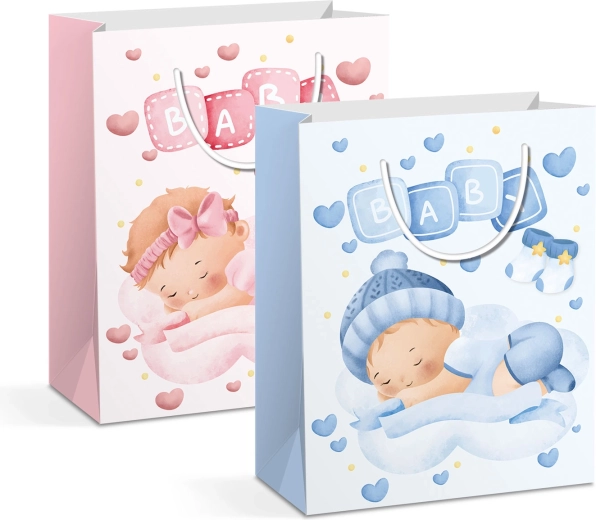 Bolsa de regalo de papel navideña para botella - 1 unidad