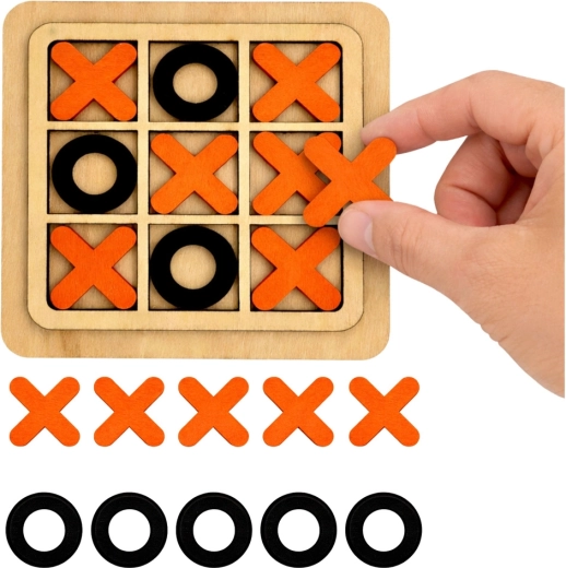Juego estratégico de tres en raya de madera