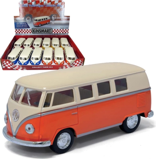 Modelo de coche metálico 1962 Volkswagen Classical Bus con techo color crema