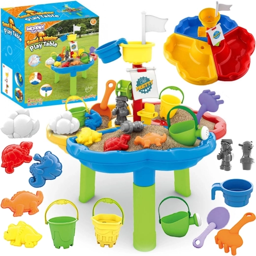 Mesa de agua y arena WOOPIE Barco pirata 3 en 1 con 13 accesorios