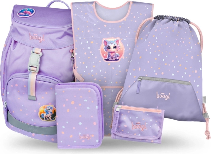 Set escolar Baagl Airy Mazlíčci: mochila, estuche, bolsa, delantal y monedero