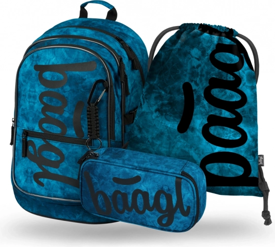 Set escolar Baagl Core Ocean: mochila, estuche y bolsa