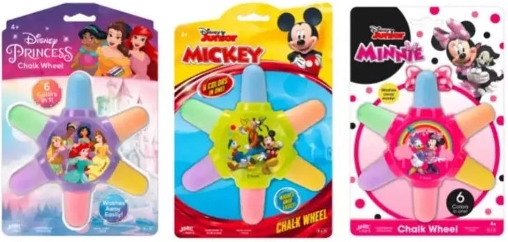 Tizas de acera Disney en un aro con motivo de Minnie, Mickey o las Princesas Disney - 1 unidad