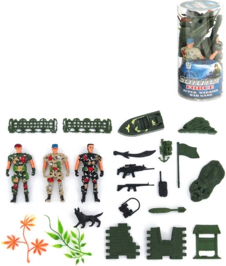 Set de juego de soldados army con accesorios en tubo