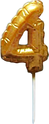 Vela para tarta número 4 dorada para pinchar 6 cm