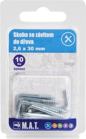 Grapa roscada para madera 30 × 2,6 mm, zincada, 10 uds